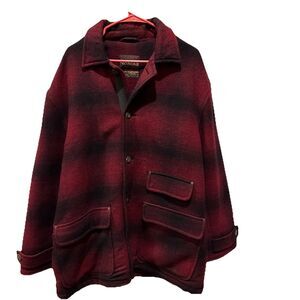 Vintage Noatak Outdoor Sport Wool Jacket - Mens Medium red black plaid hunting